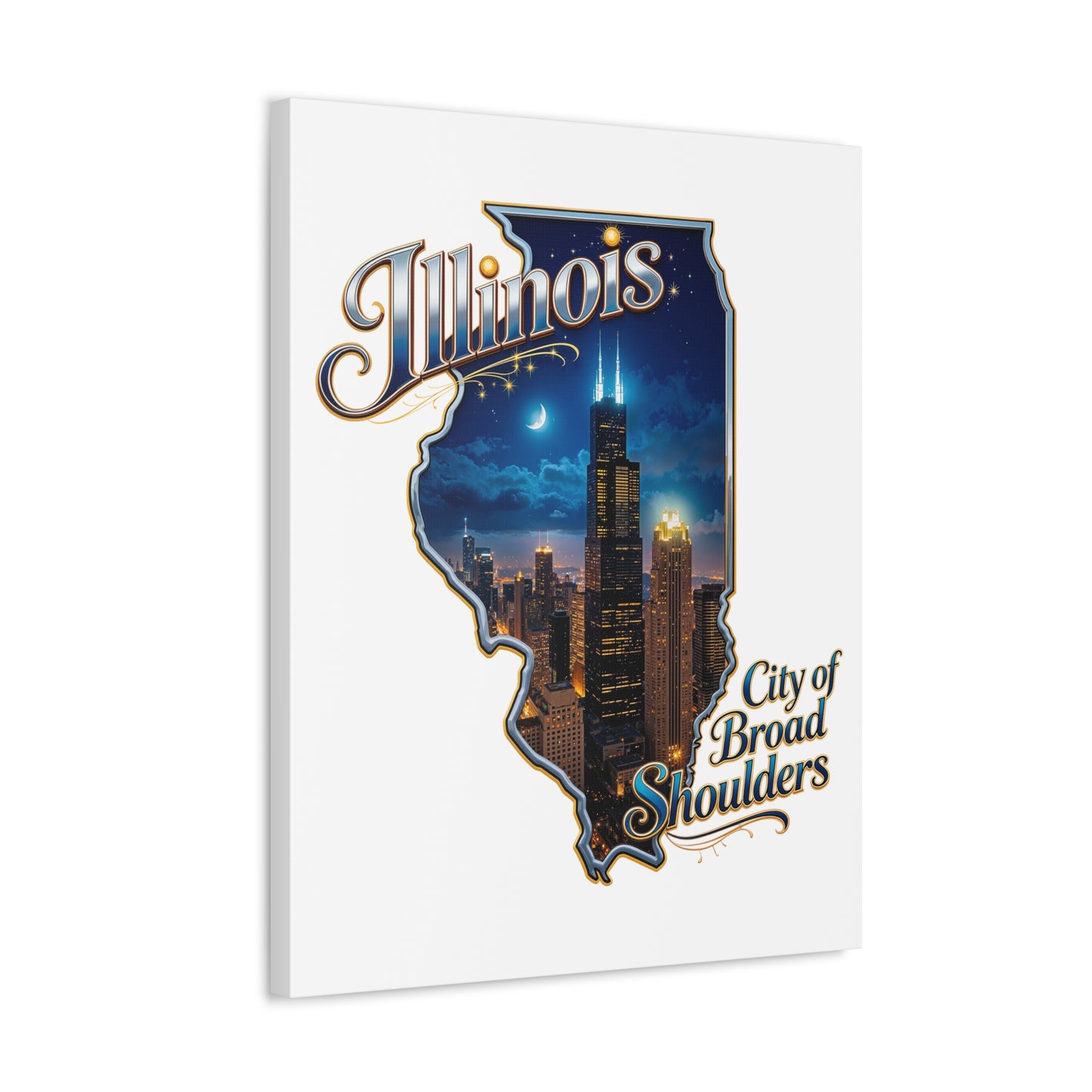 Illinois Canvas Wall Art — "City of Broad Shoulders" Chicago Skyline Stretched Canvas