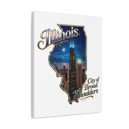 Illinois Canvas Wall Art — "City of Broad Shoulders" Chicago Skyline Stretched Canvas
