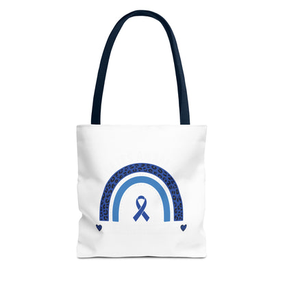 Blue Awareness Ribbon Rainbow Tote Bag – Support & Hope Everyday Tote