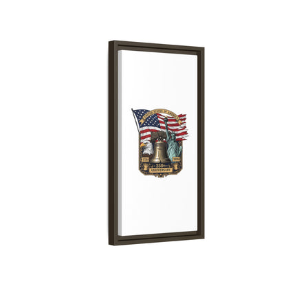 Liberty 250th Anniversary Framed Canvas Print — American Flag, Statue of Liberty & Liberty Bell Art