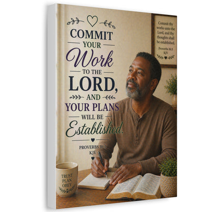 Inspirational Scripture Canvas — "Commit Your Work to the Lord" Wall Art