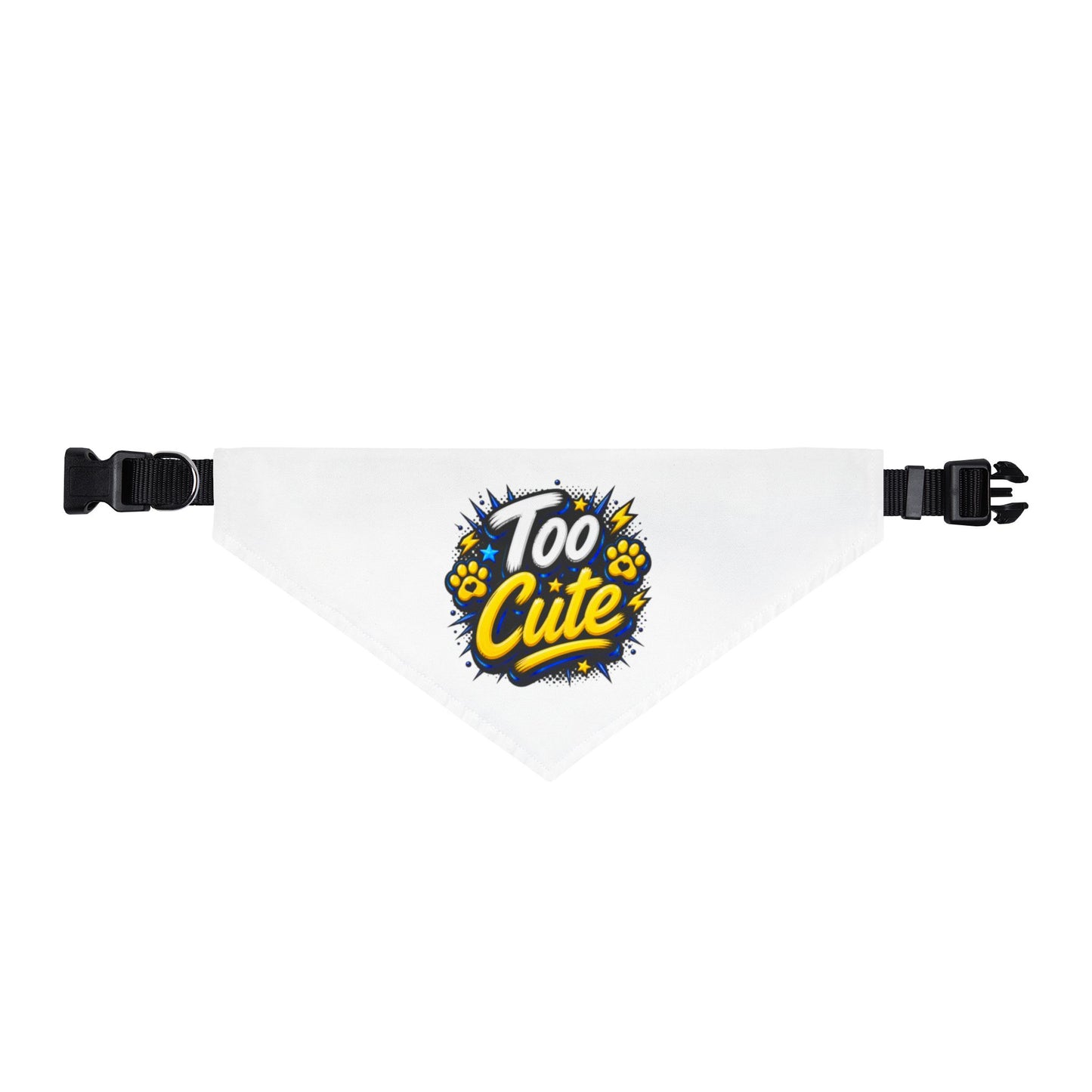 Clip-On Pet Bandana - "Too Cute" Paw Print Dog & Cat Collar Accessory