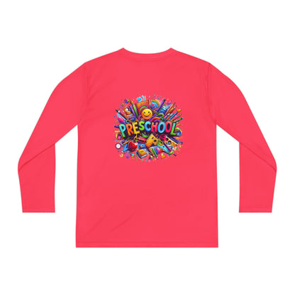 Youth Preschool Long Sleeve Tee - Colorful School Supplies Design