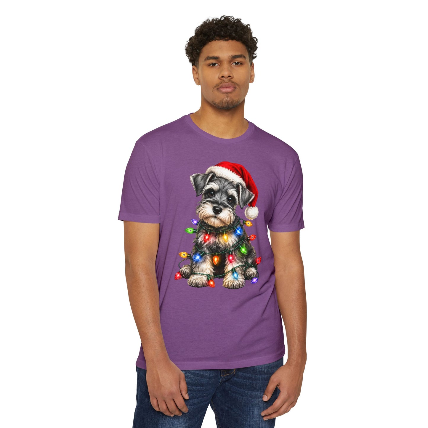 Schnauzer Puppy in Christmas Lights Tee