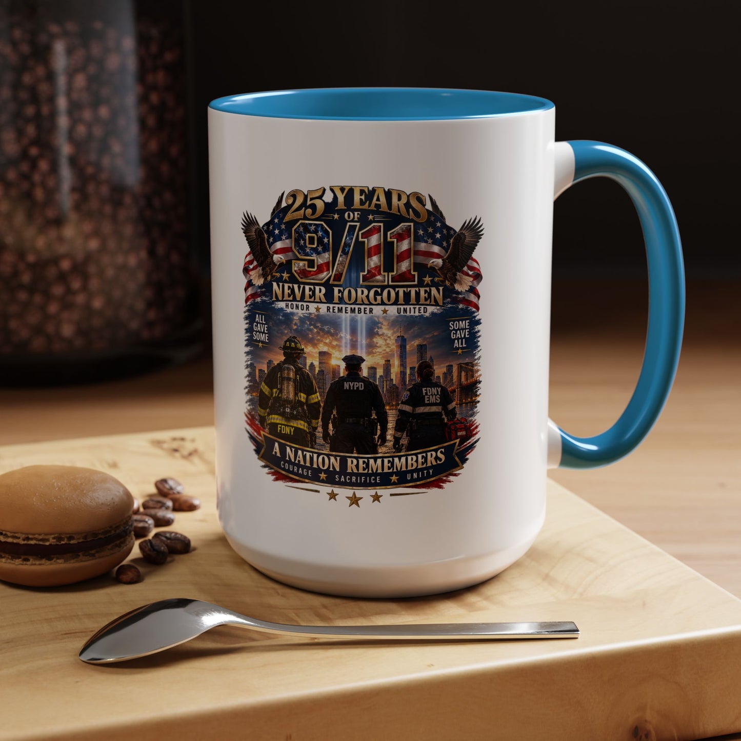 11oz/15oz Coffee Mug — 25 Years of 9/11 Never Forgotten Memorial Design