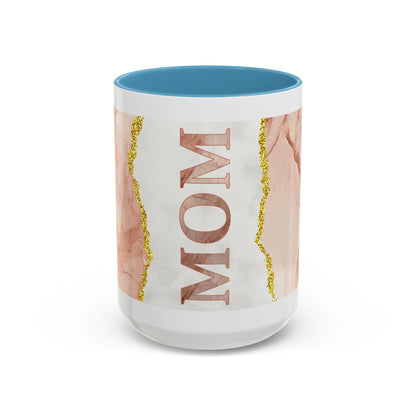 Mom Marble Accent Coffee Mug — Rose Gold & Gold Vein 11/15oz Gift
