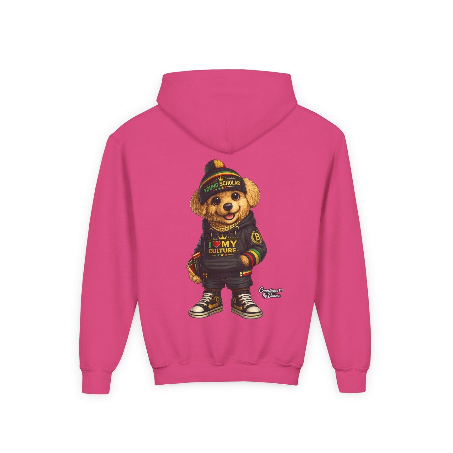 Kids Teddy Bear Hoodie — 'I Love My Culture' Streetwear Youth Sweatshirt