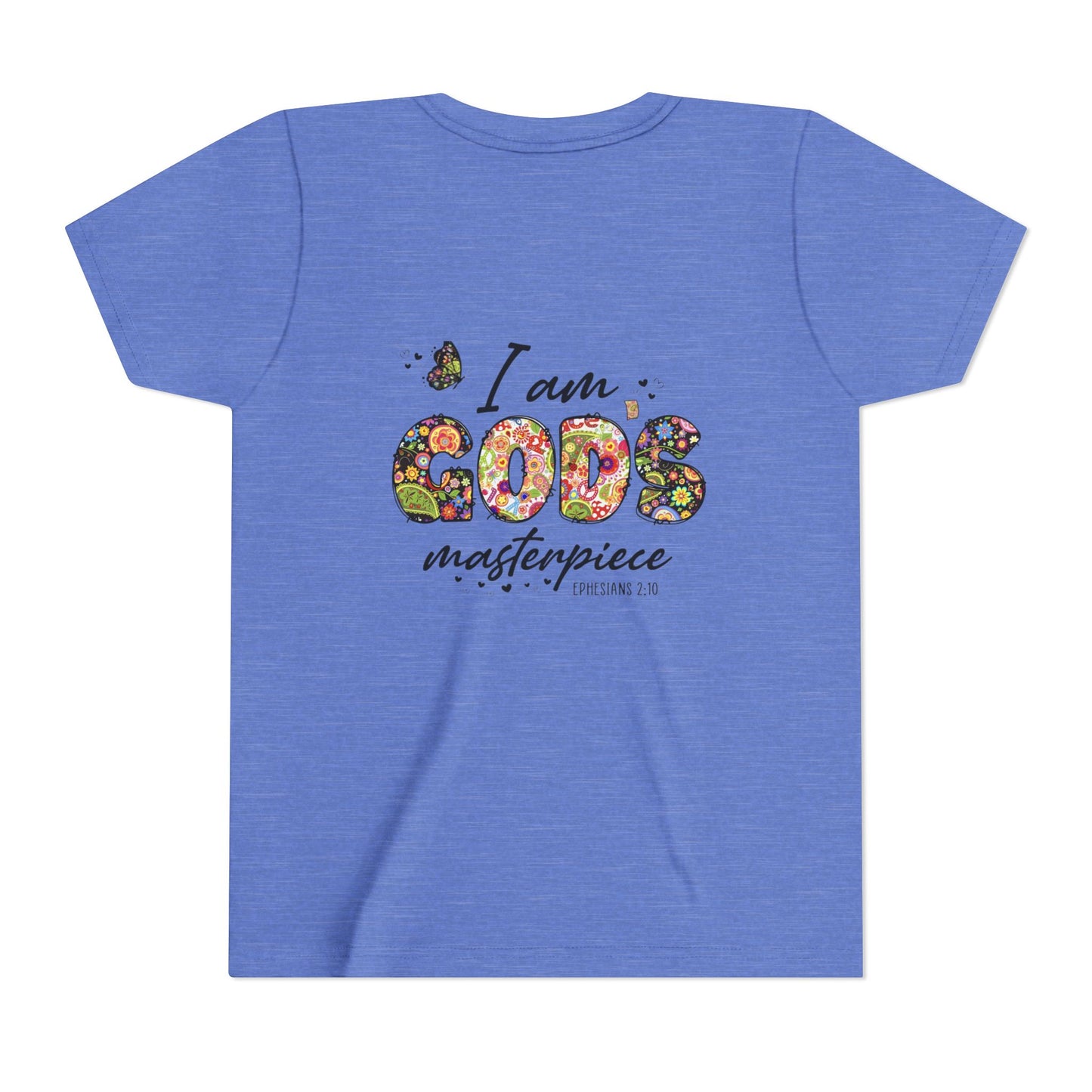 I Am God’s Masterpiece Youth Tee — Floral Christian Inspirational Shirt