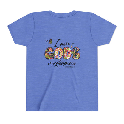 I Am God’s Masterpiece Youth Tee — Floral Christian Inspirational Shirt