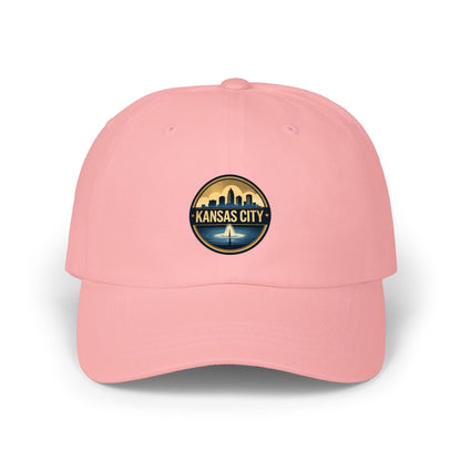 Kansas City Skyline Dad Cap — Vintage Sunset Embroidered Baseball Hat