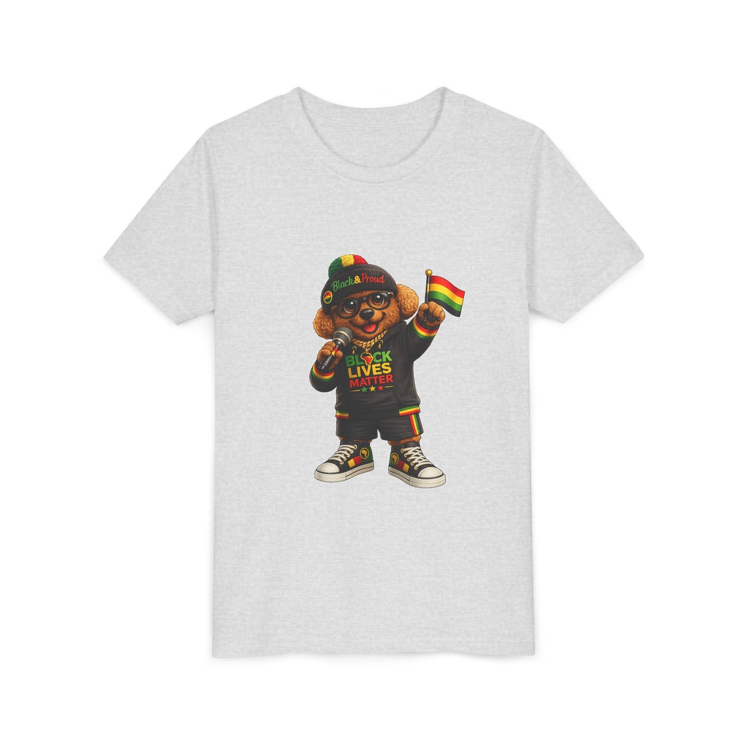 Youth Tee — Kid Bear Black Lives Matter Rasta Flag Shirt