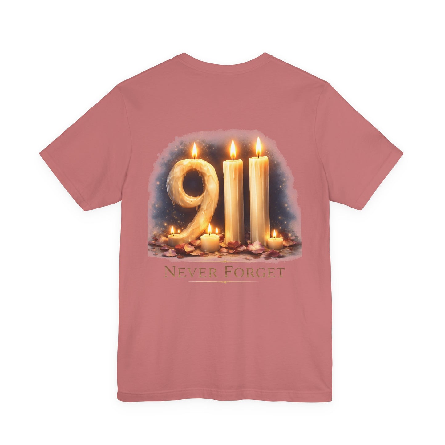 9/11 Never Forget T-Shirt – Memorial Candle Tribute Tee