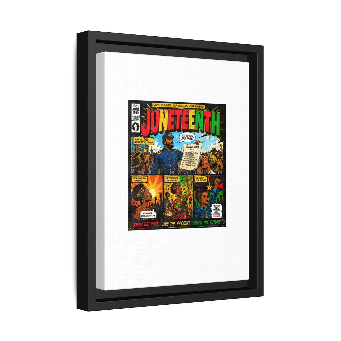 Juneteenth Comic Art Canvas - Framed Matte Wall Decor