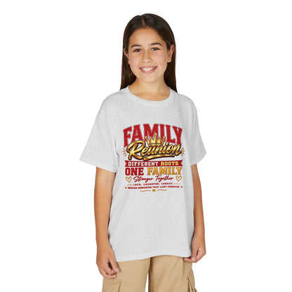 Family Reunion Youth T-Shirt — "Different Roots One Family" Kids Reunion Tee