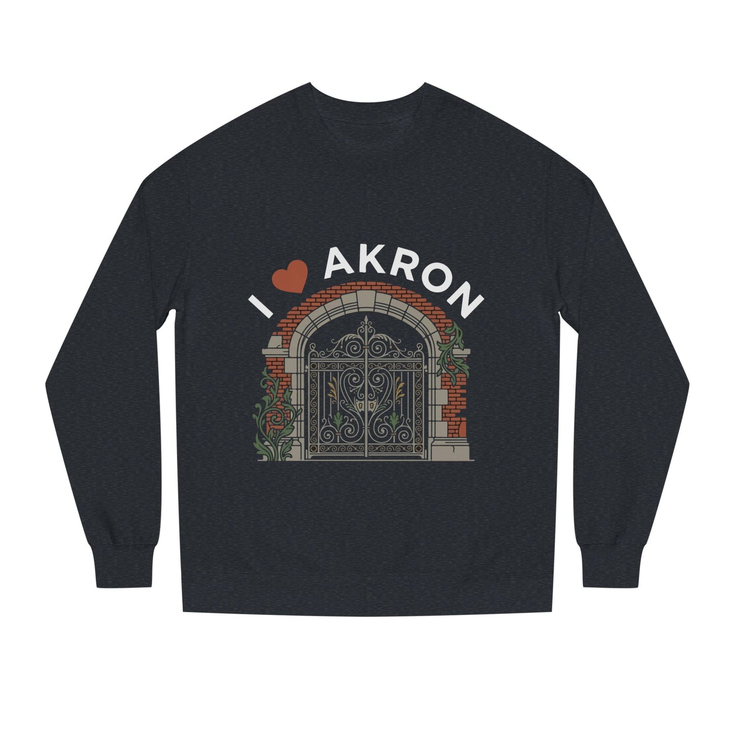 I  Akron Crewneck Sweatshirt — Vintage Gate Illustration, City Pride Pullover