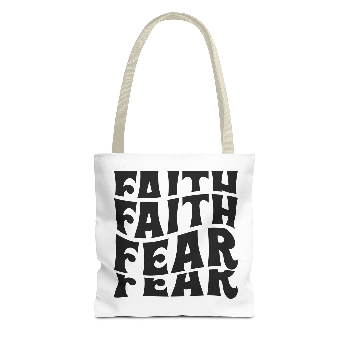 Faith Over Fear Tote Bag – Bold Retro Typography Canvas Tote