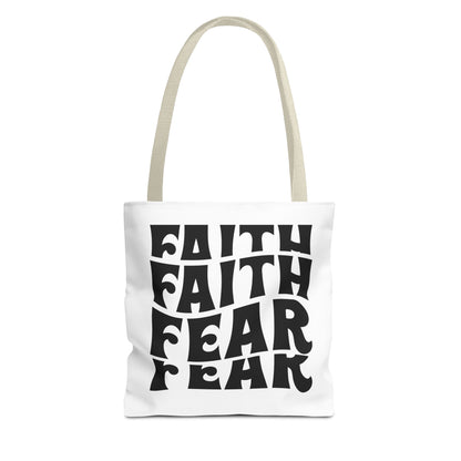 Faith Over Fear Tote Bag – Bold Retro Typography Canvas Tote