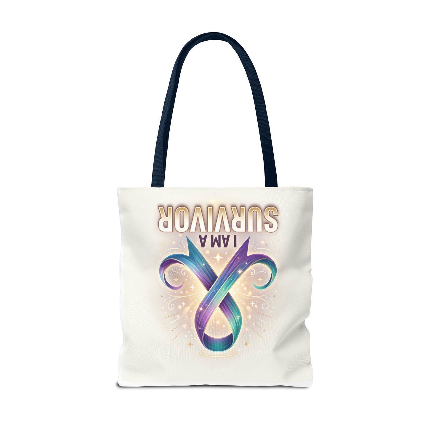 Survivor Ribbon Tote Bag - "I Am a Survivor" Awareness Reusable Shopper