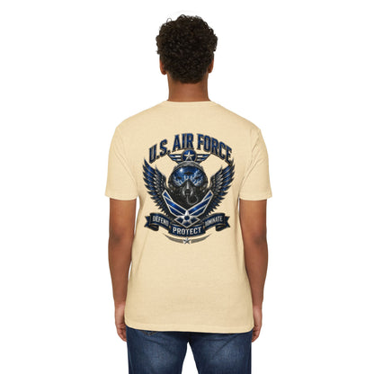 U.S. Air Force Skull Wings T-Shirt — Defend Protect Dominate Military Tee