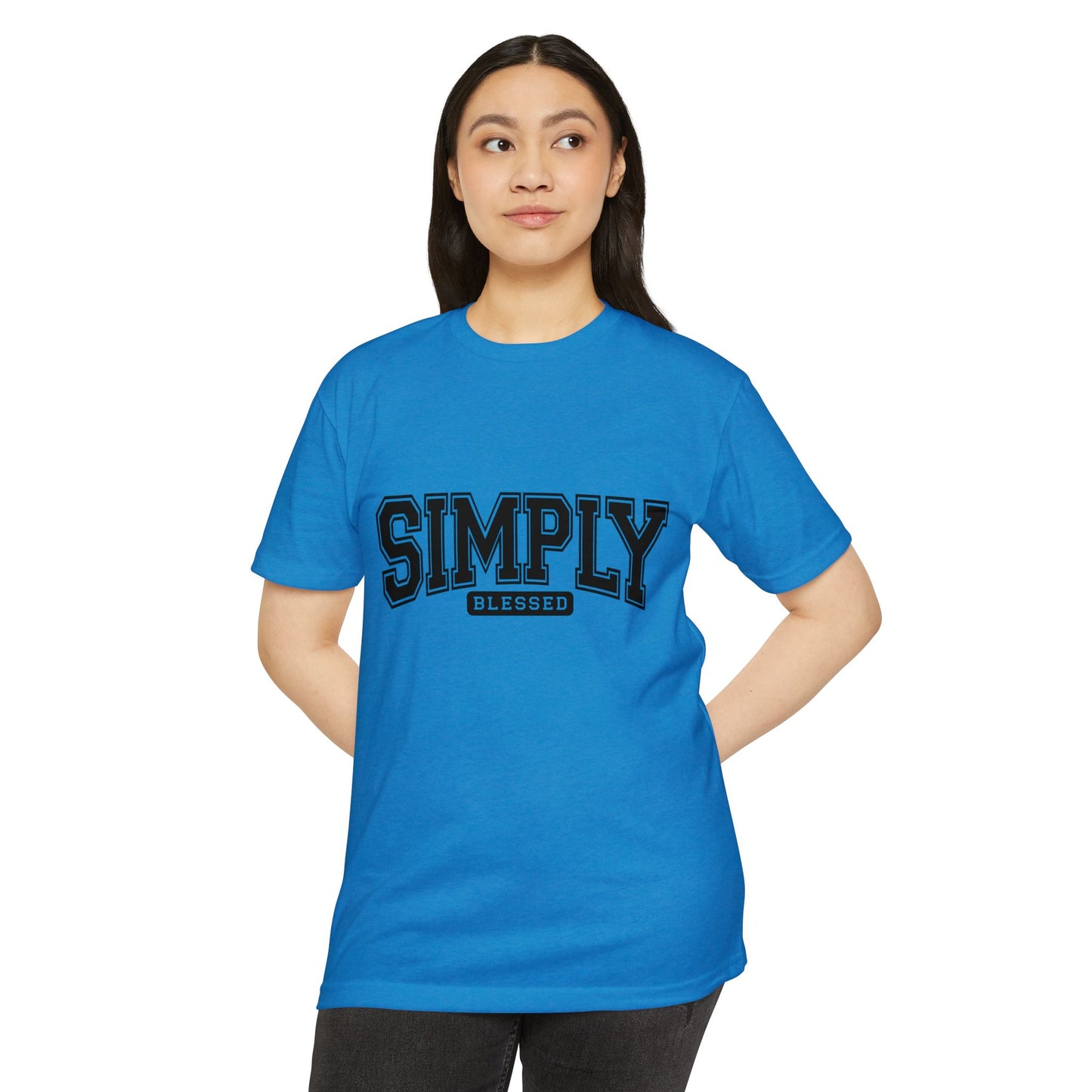 Simply Blessed T-Shirt — Vintage Collegiate Script Faith Tee