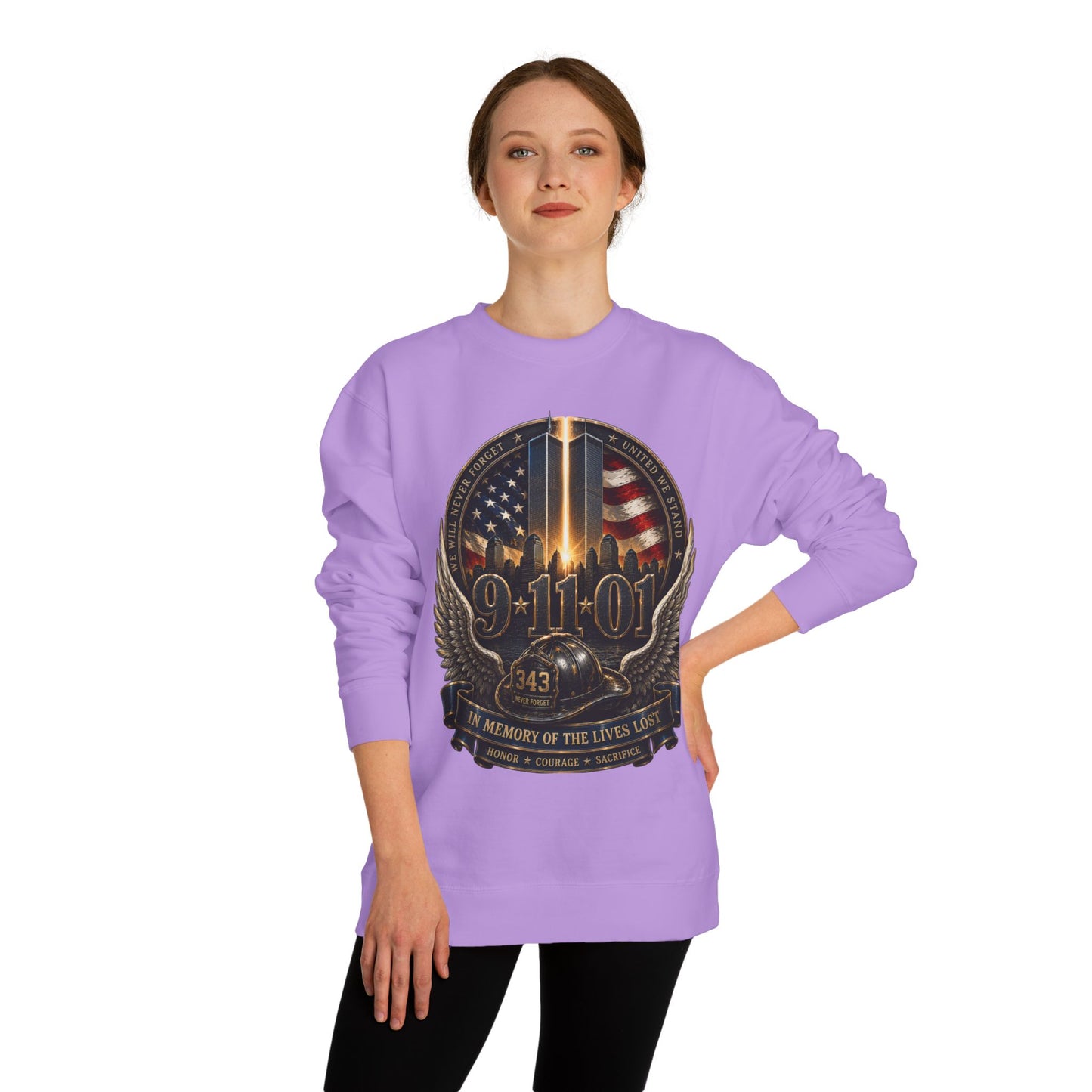 9/11 Memorial Crewneck Sweatshirt — Tribute to Fallen Heroes