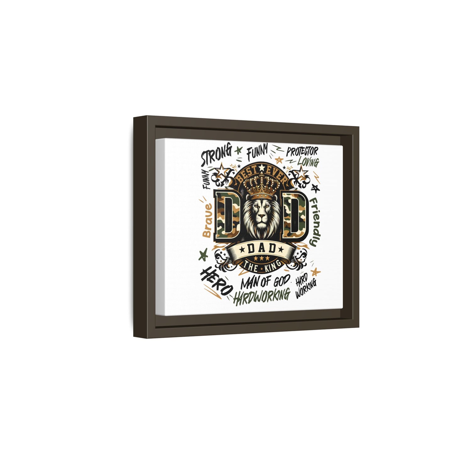 Framed Matte Canvas 'Best Ever DAD' Wall Art – Lion King Design, Father’s Day Gift