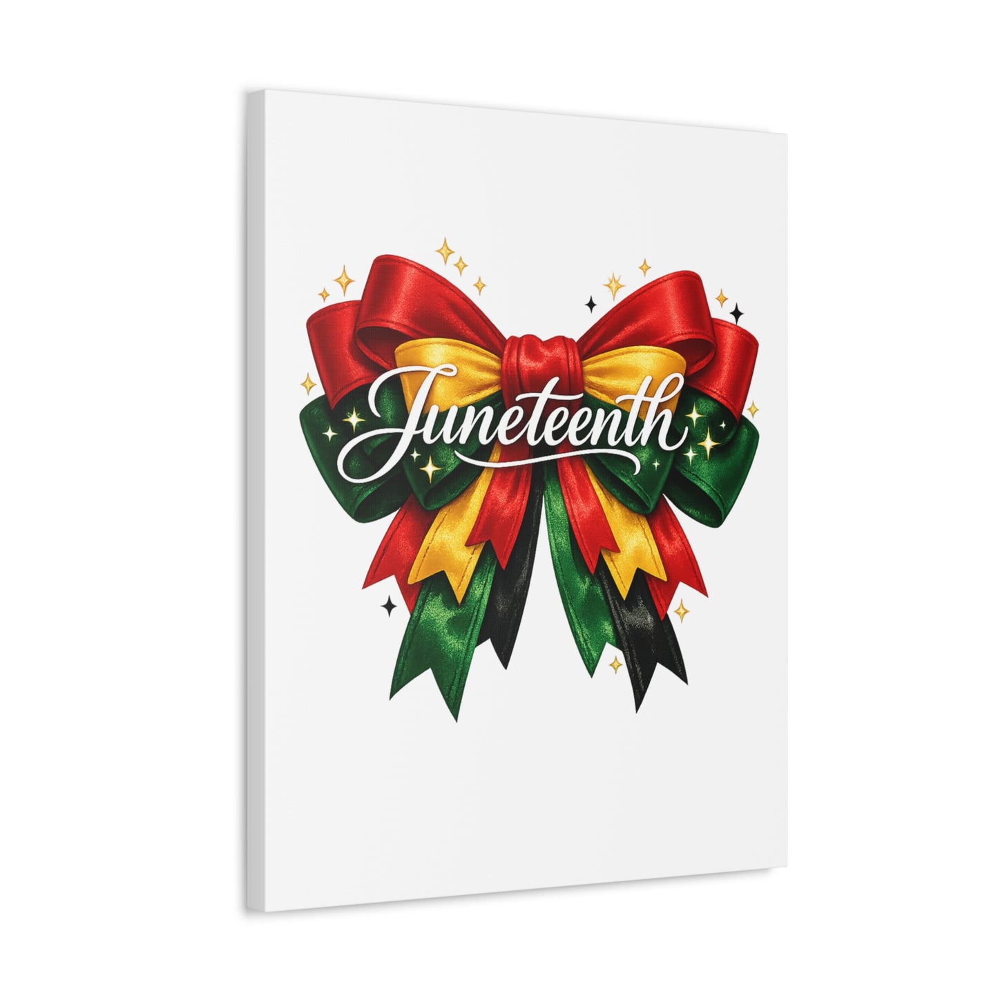 Juneteenth Celebration Stretched Canvas — Pan-African Ribbon Wall Art