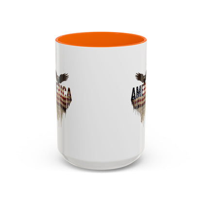 America Eagle Flag Accent Coffee Mug – Patriotic 11/15oz Ceramic
