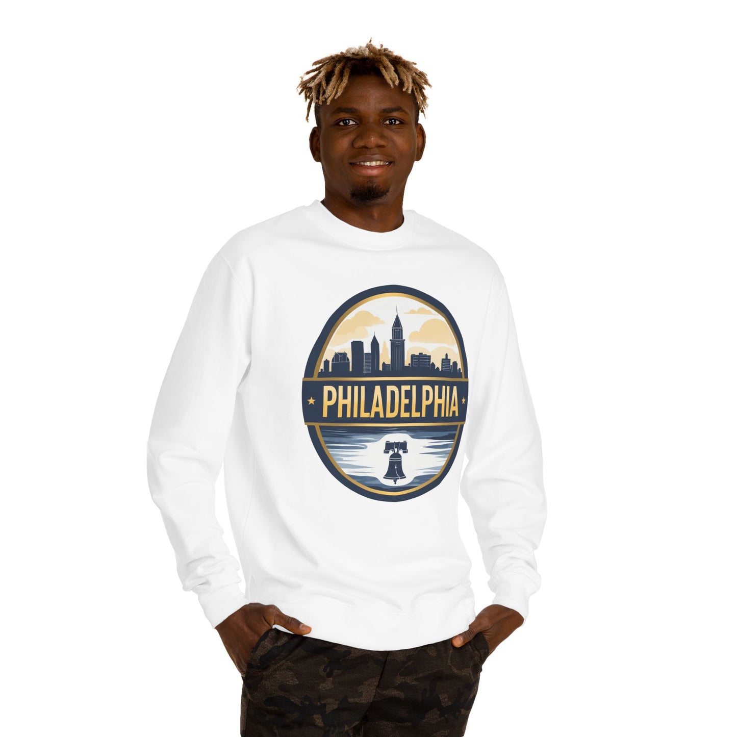 Philadelphia Skyline Crewneck Sweatshirt — Retro Liberty Bell Cityscape