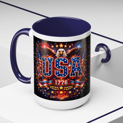 USA Eagle Coffee Mug – Patriotic 1776 Accent Mug (11/15oz)