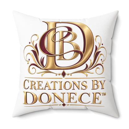 Decorative Logo Pillow — "Creations by Donece" Gold Monogram Accent Pillow