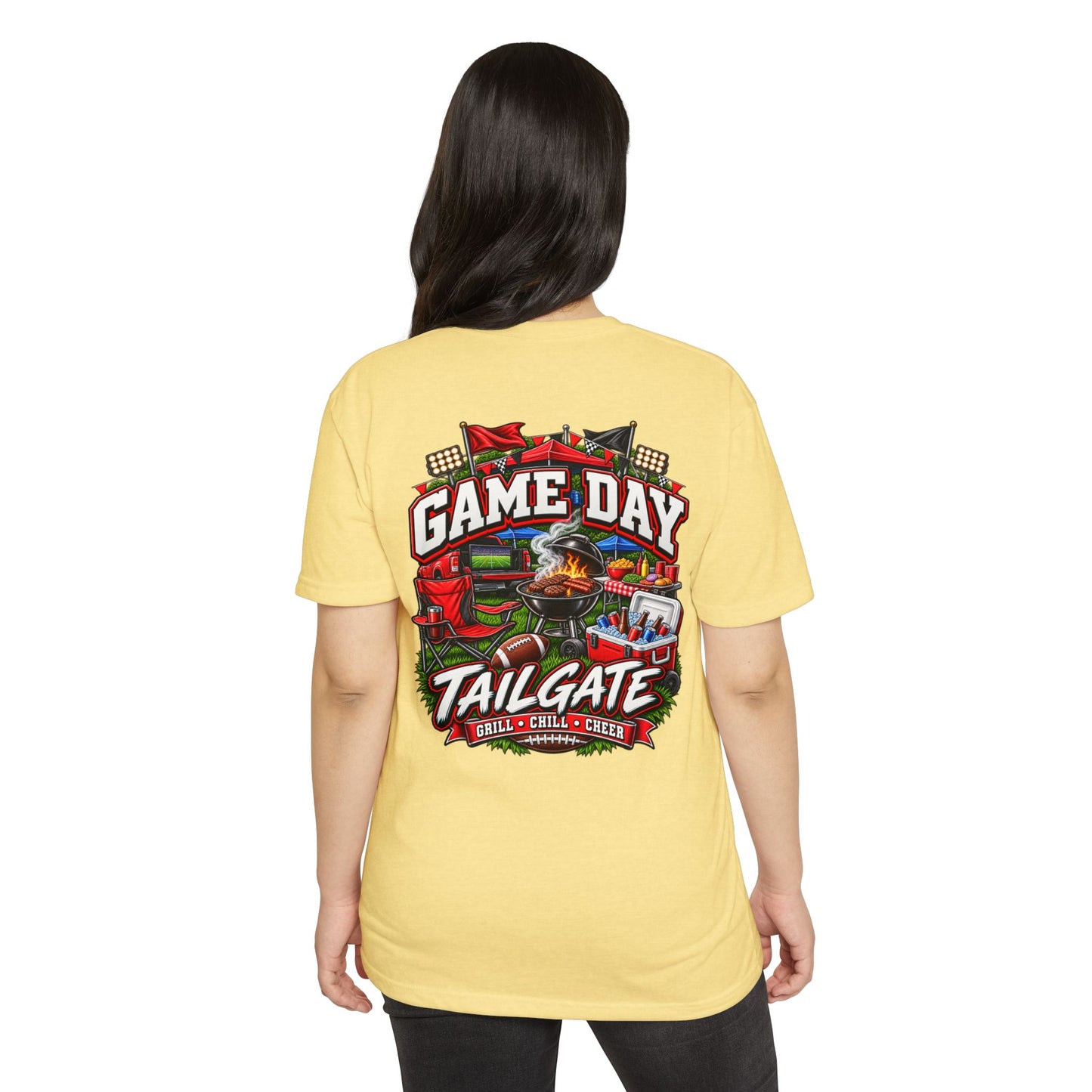 Game Day Tailgate T-Shirt — Grill, Chill & Cheer Football Tee
