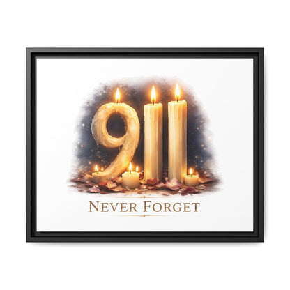 9/11 Never Forget Framed Canvas Print