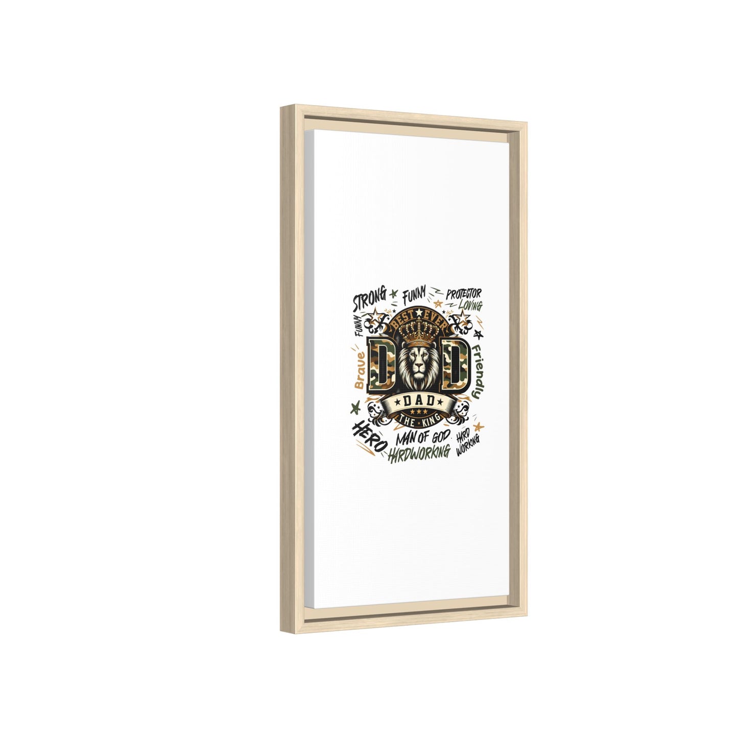 Framed Matte Canvas 'Best Ever DAD' Wall Art – Lion King Design, Father’s Day Gift