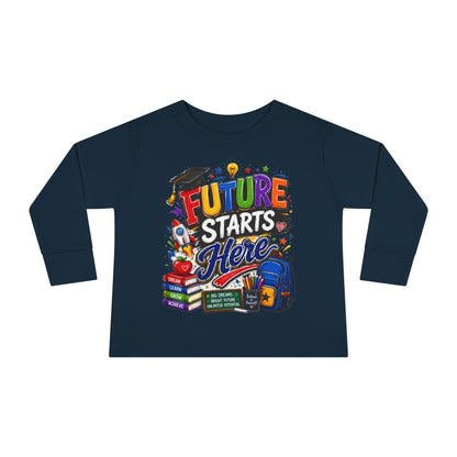 Toddler Long Sleeve Tee - "Future Starts Here" Back-to-School Shirt