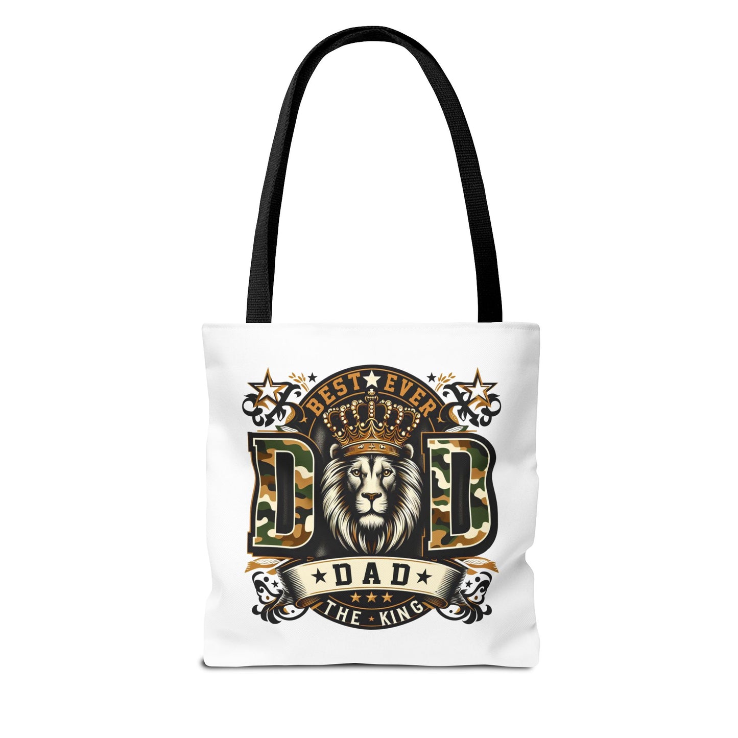 Best Ever Dad Tote Bag — 'Dad the King' Lion Crown Design, Father's Day Gift