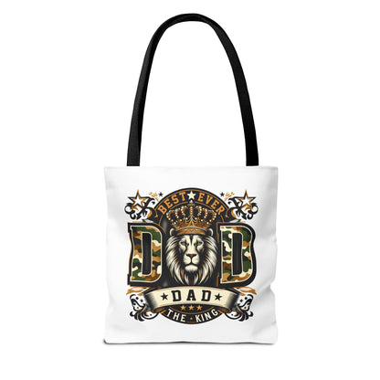 Best Ever Dad Tote Bag — 'Dad the King' Lion Crown Design, Father's Day Gift