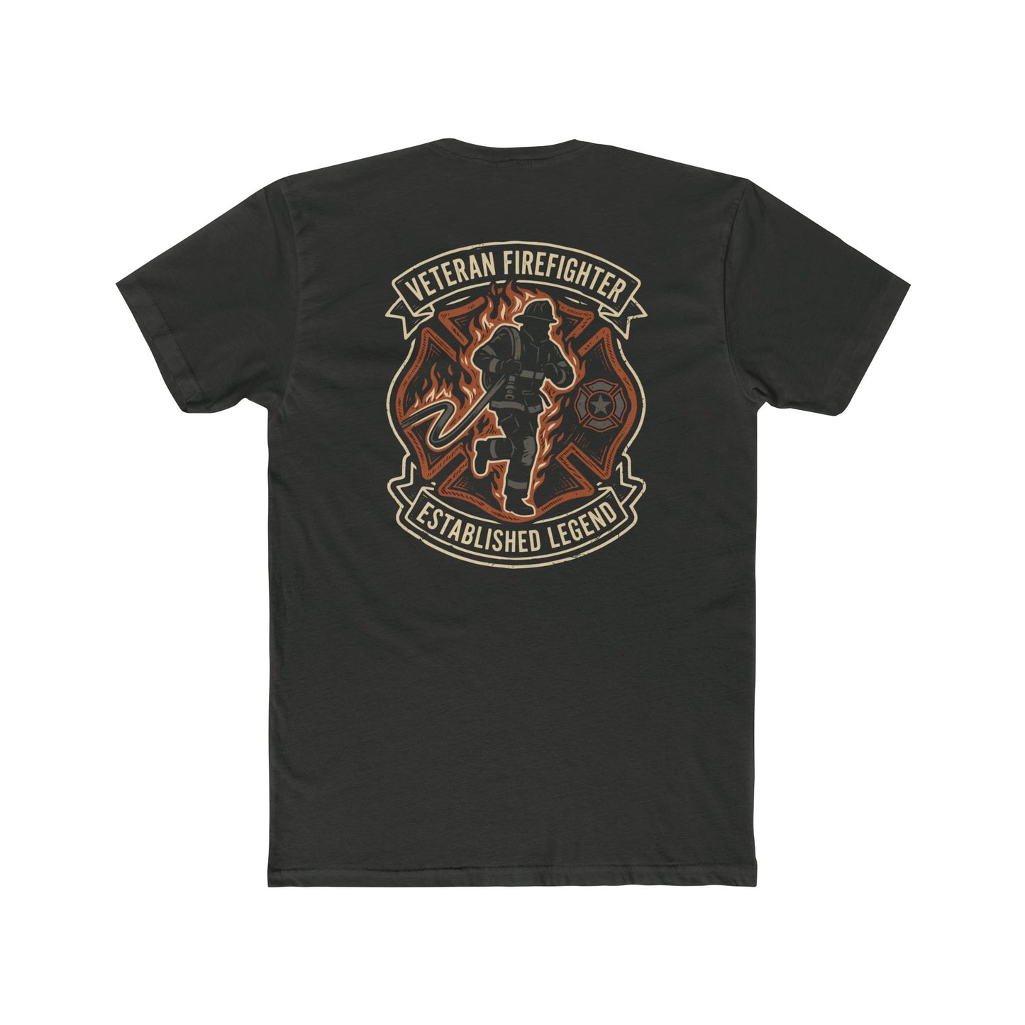 Veteran Firefighter Tee — "Established Legend" Graphic Crew Shirt