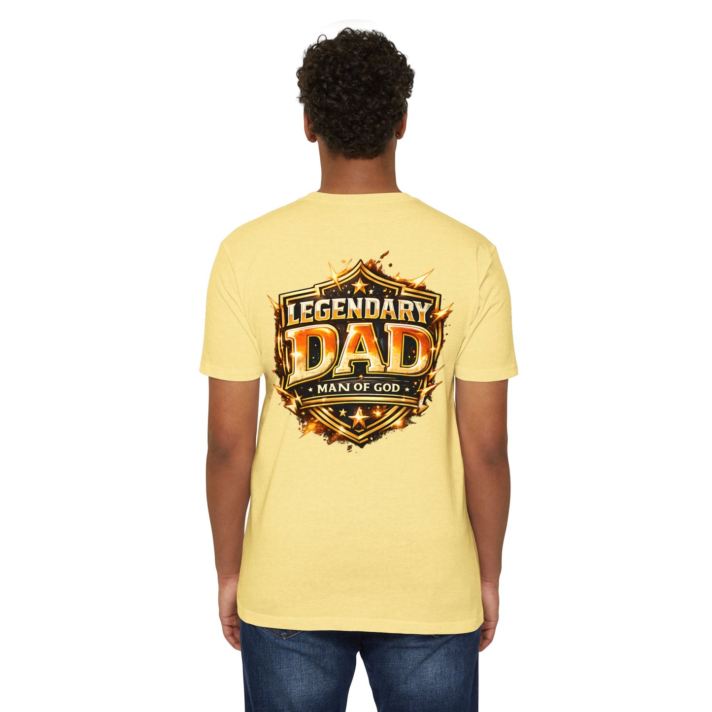 Legendary Dad T-Shirt – "Man of God" Shield Design