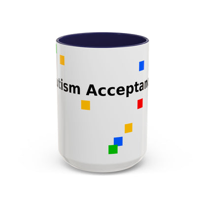 Autism Acceptance Accent Coffee Mug – Colorful Puzzle Square Design (11/15 oz)