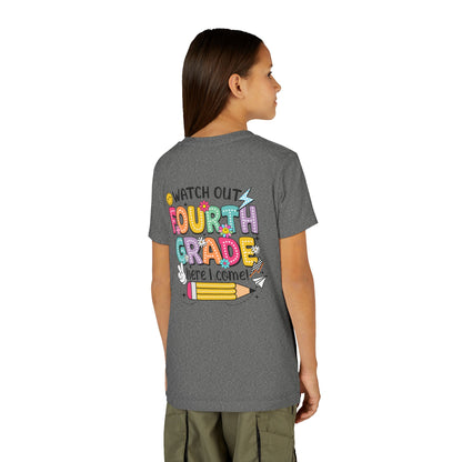 Watch Out Fourth Grade Here I Come Youth T‑Shirt — Back to School Kids Tee