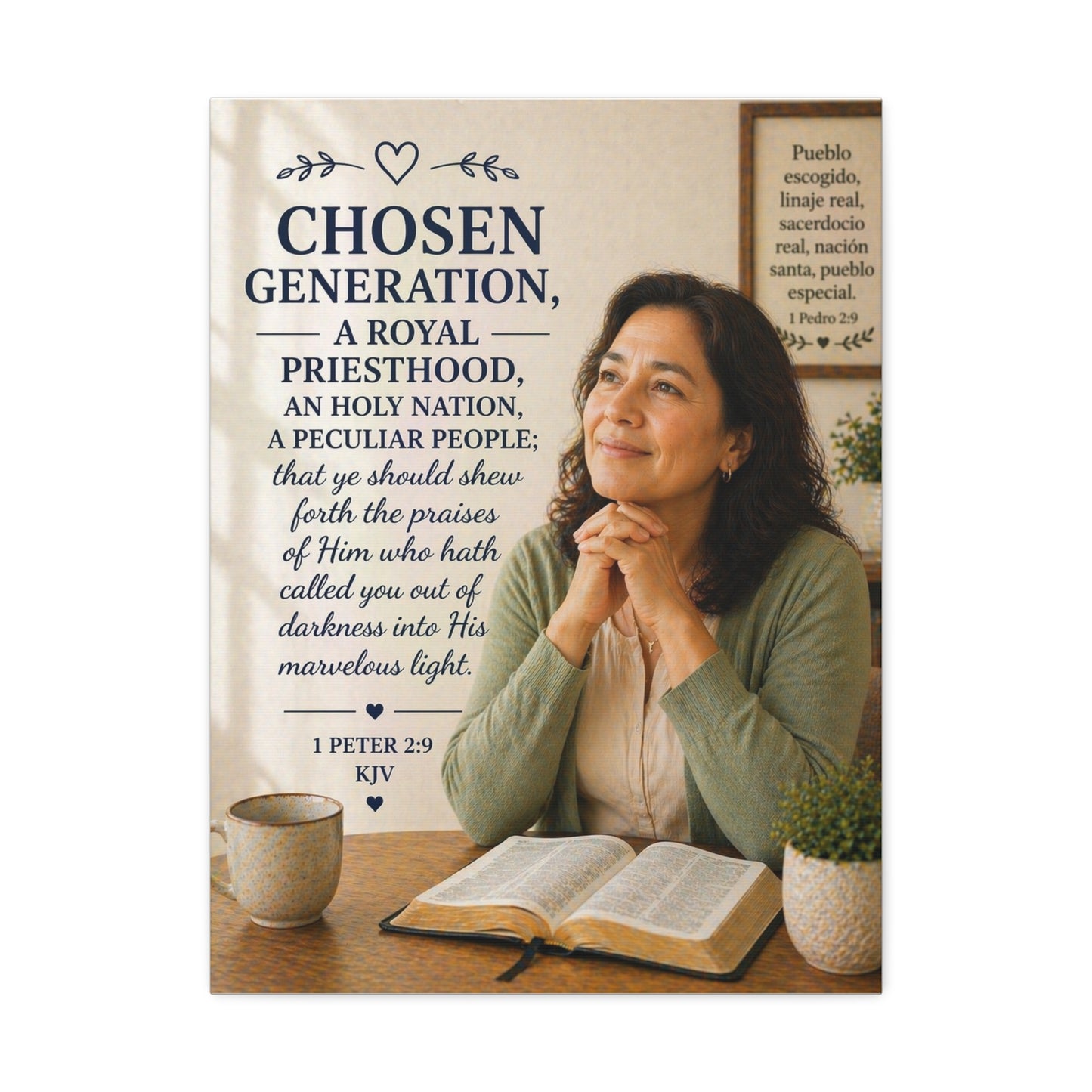 Chosen Generation Canvas Wall Art — 1 Peter 2:9 Inspirational Bible Verse Stretched Canvas