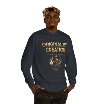 Original By Creation Crewneck Sweatshirt — Gold Emblem Inspirational Pullover