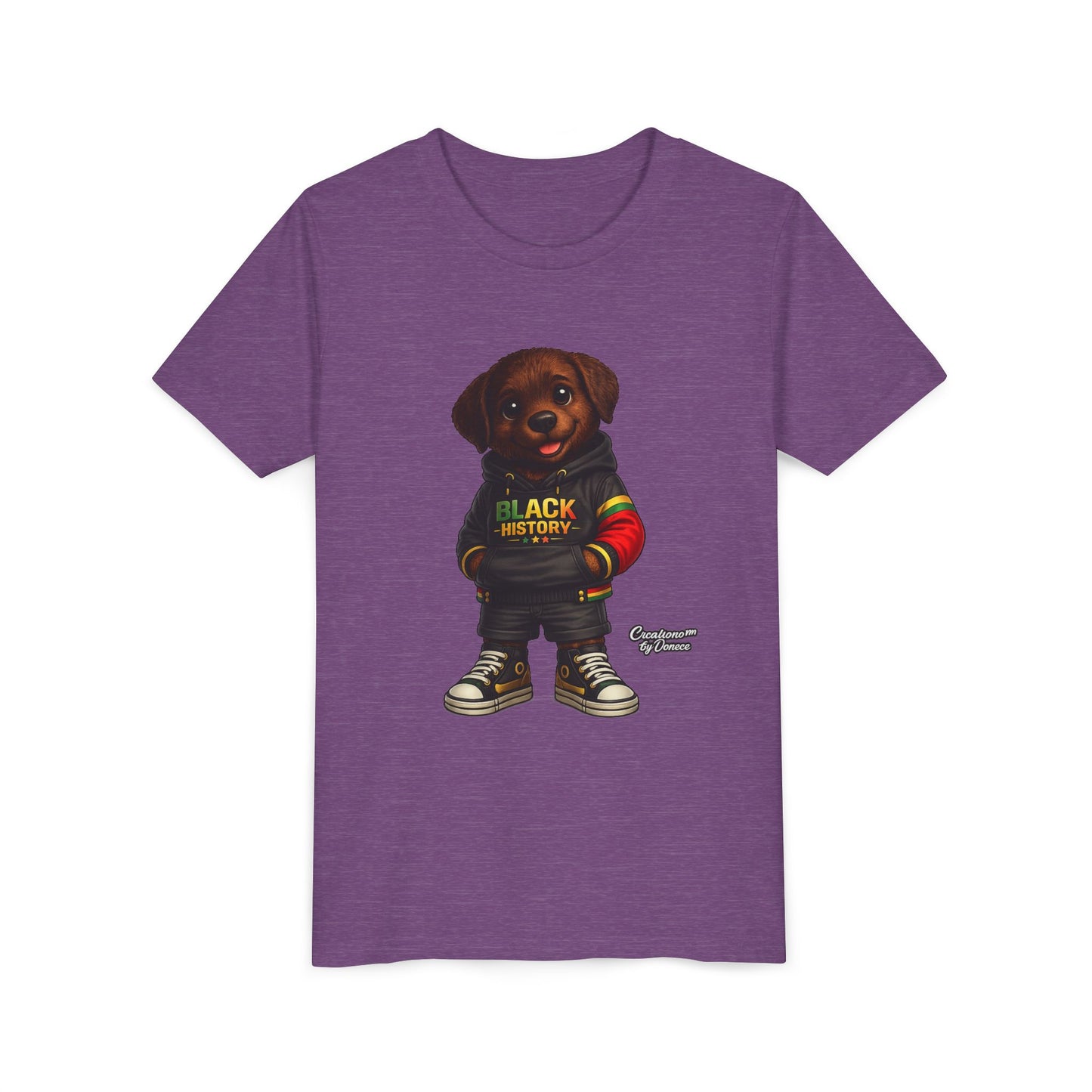 Youth Tee — Cute Puppy 'Black History' Graphic Shirt