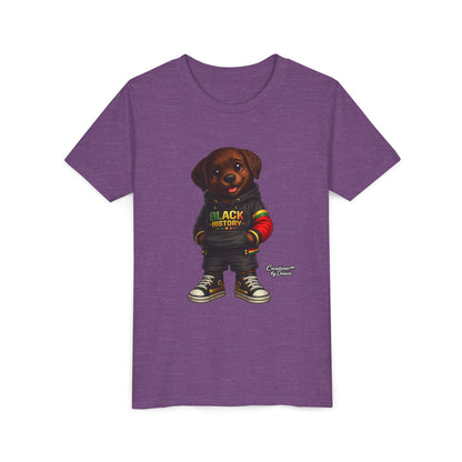 Youth Tee — Cute Puppy 'Black History' Graphic Shirt