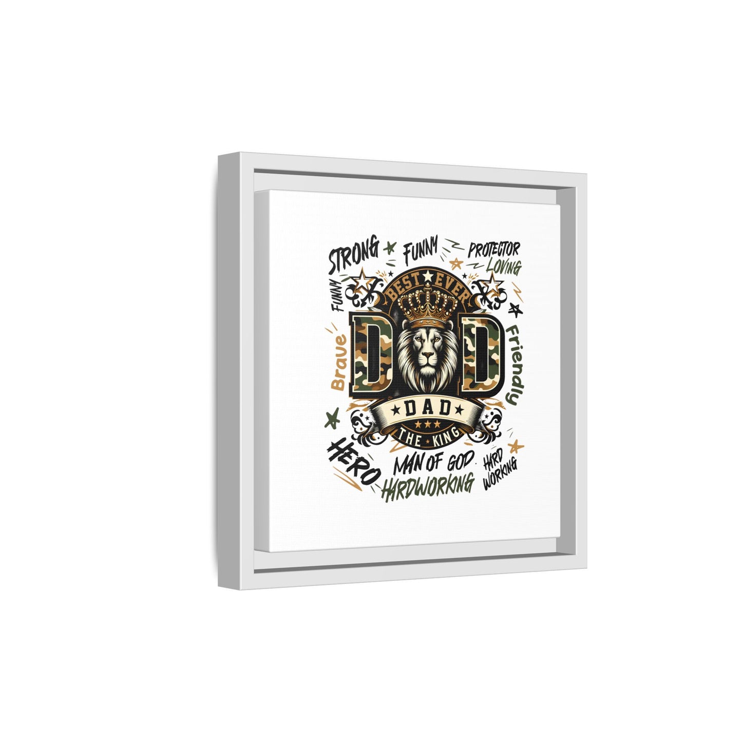 Framed Matte Canvas 'Best Ever DAD' Wall Art – Lion King Design, Father’s Day Gift
