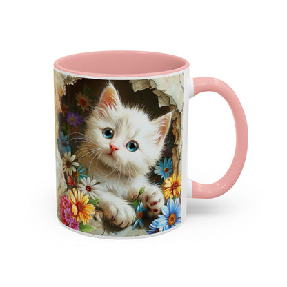 Cute Kitten Floral Accent Coffee Mug (11/15oz)