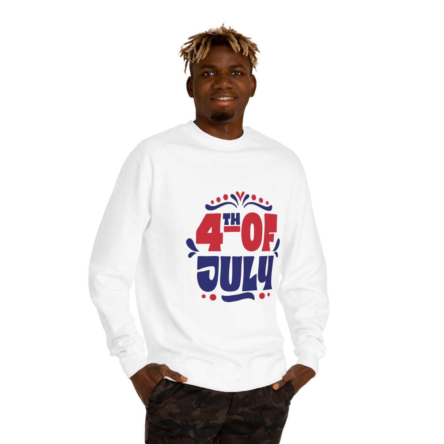 4th of July Sweatshirt — Patriotic Red & Blue Independence Day Crewneck