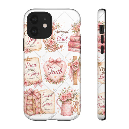 Faith Floral Phone Case – Christian Inspirational Scripture iPhone Cover (Choose Joy, Pray, Faith)