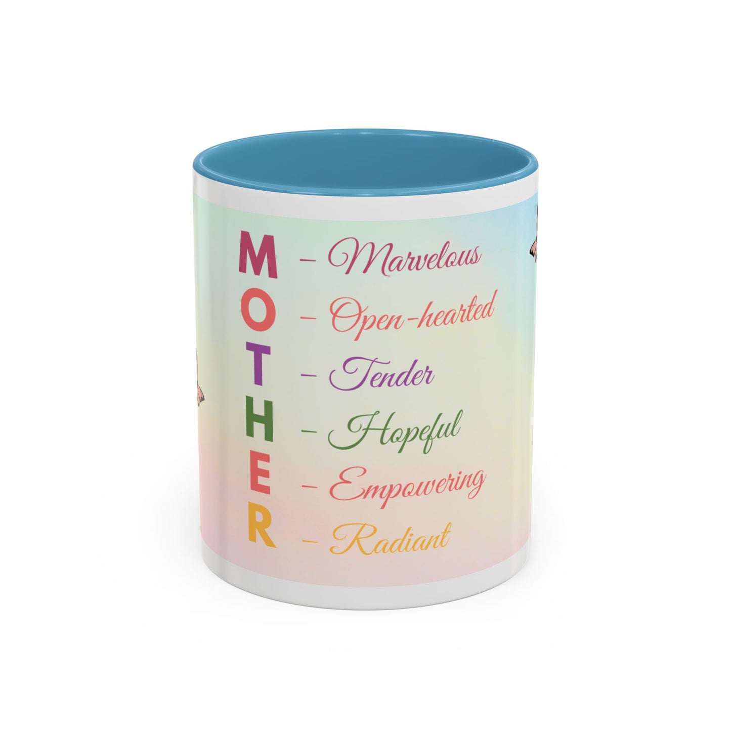 Mother Acronym Coffee Mug — Pastel Butterflies Mother Definition Gift (11/15oz)